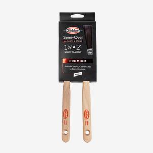 Glidden<sup>®</sup> 1-1/2" Semi-Oval Angle Sash &  2" Semi-Oval Angle Sash Paint Brush 2-Pack