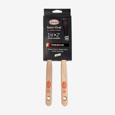 Glidden<sup>®</sup> 1-1/2" Semi-Oval Angle Sash &  2" Semi-Oval Angle Sash Paint Brush 2-Pack